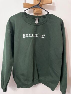 Gildan Forest Green "gemini af." Crewneck Sweatshirt